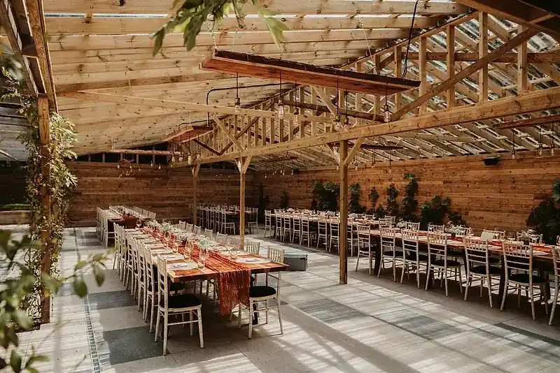 Terrace with candle-lit tables